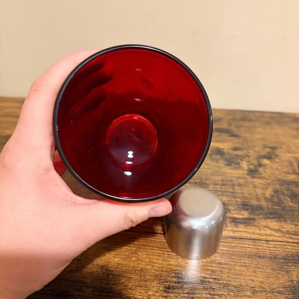 Beefeater London Gin Cocktail Shaker Red Glass Stainless Steel Cobbler Barware